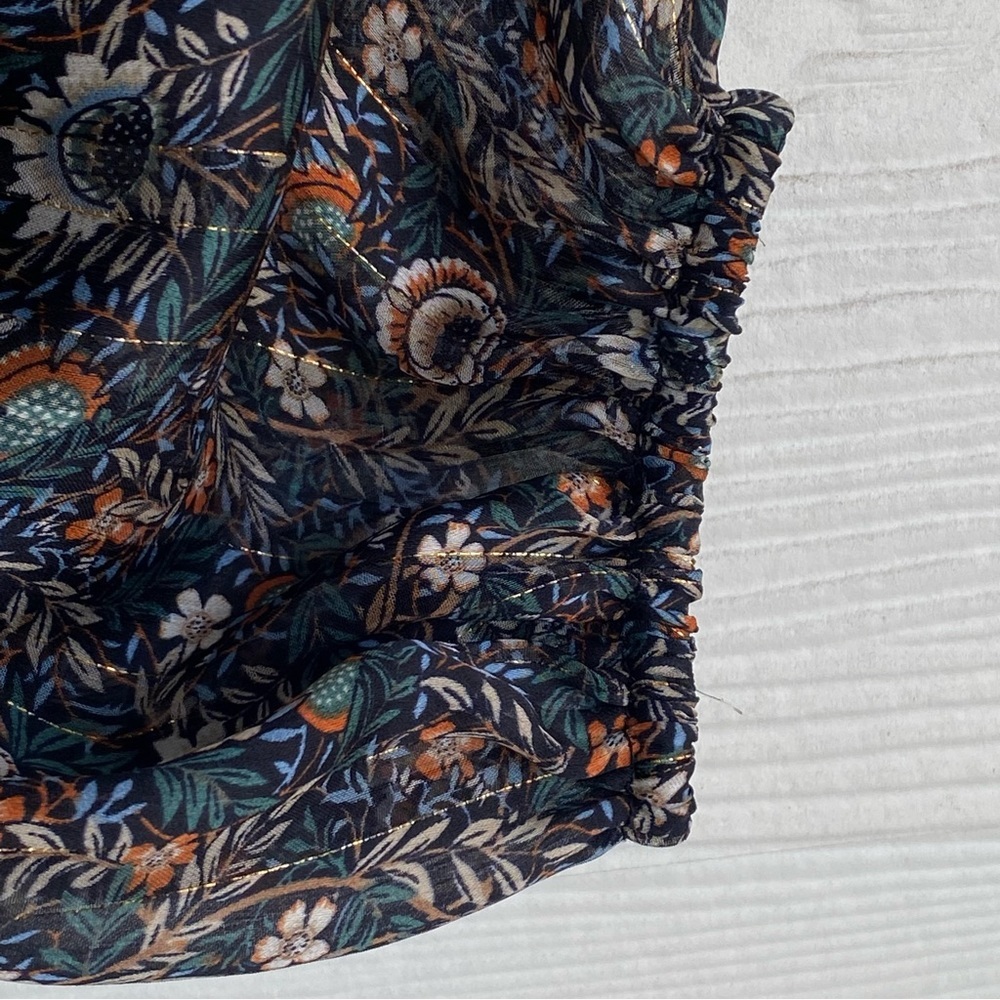 Ces Femme Floral Sheer Smocked Neck Oversized Top Small - Picture 7 of 11